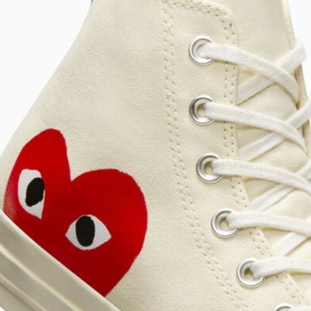 COMME DES GARCONS PLAY Converse High Top Canvas Sneakers- MENS 5 1/2 - WOMANS 7 - Picture 3 of 10